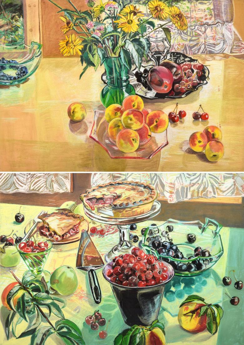 2 Large Diane Townsend Still Life Drawings, 40" & 60"W (1 of 18)