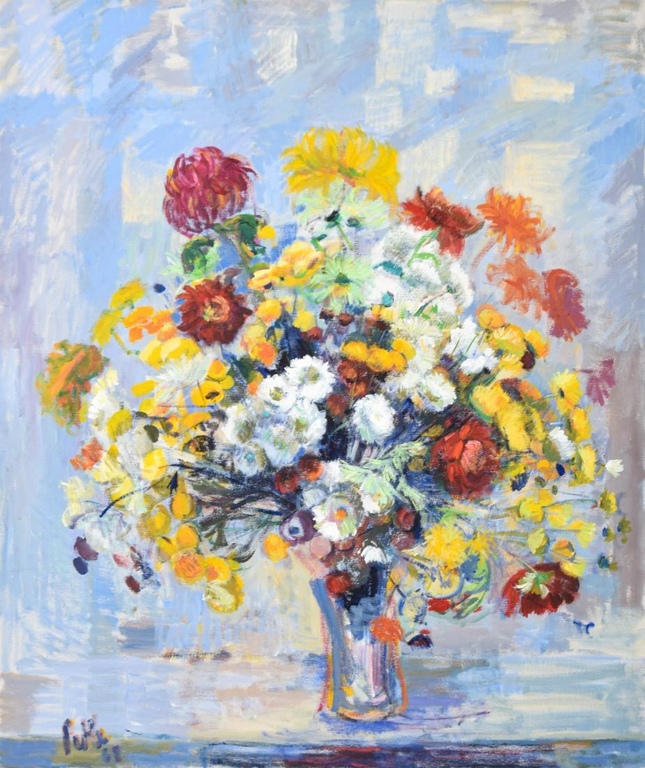 Marion Pike Painting, Floral Bouquet, 59"H (1 of 8)