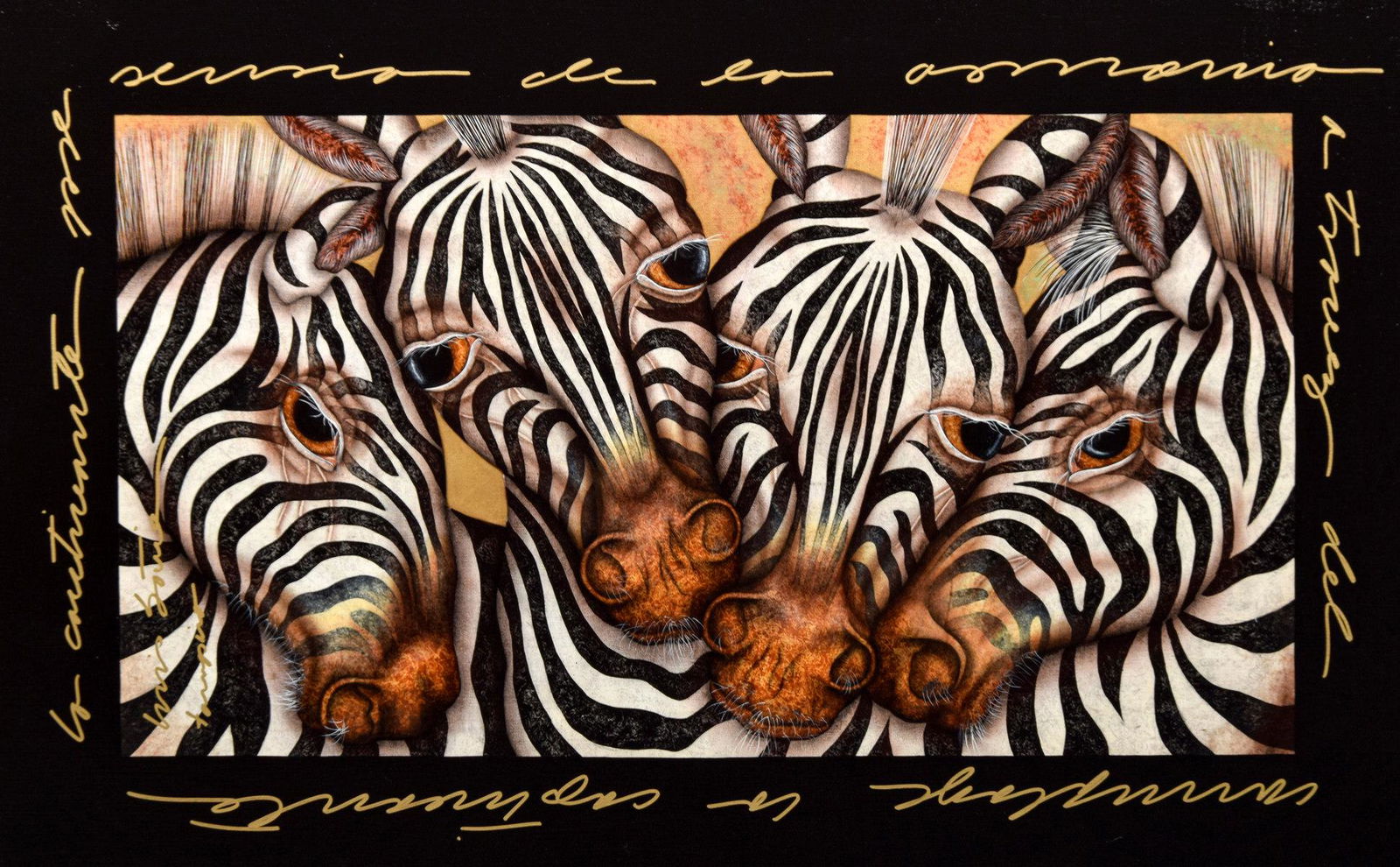 Large Luis Sottil Zebra Painting, 49"W (1 of 6)