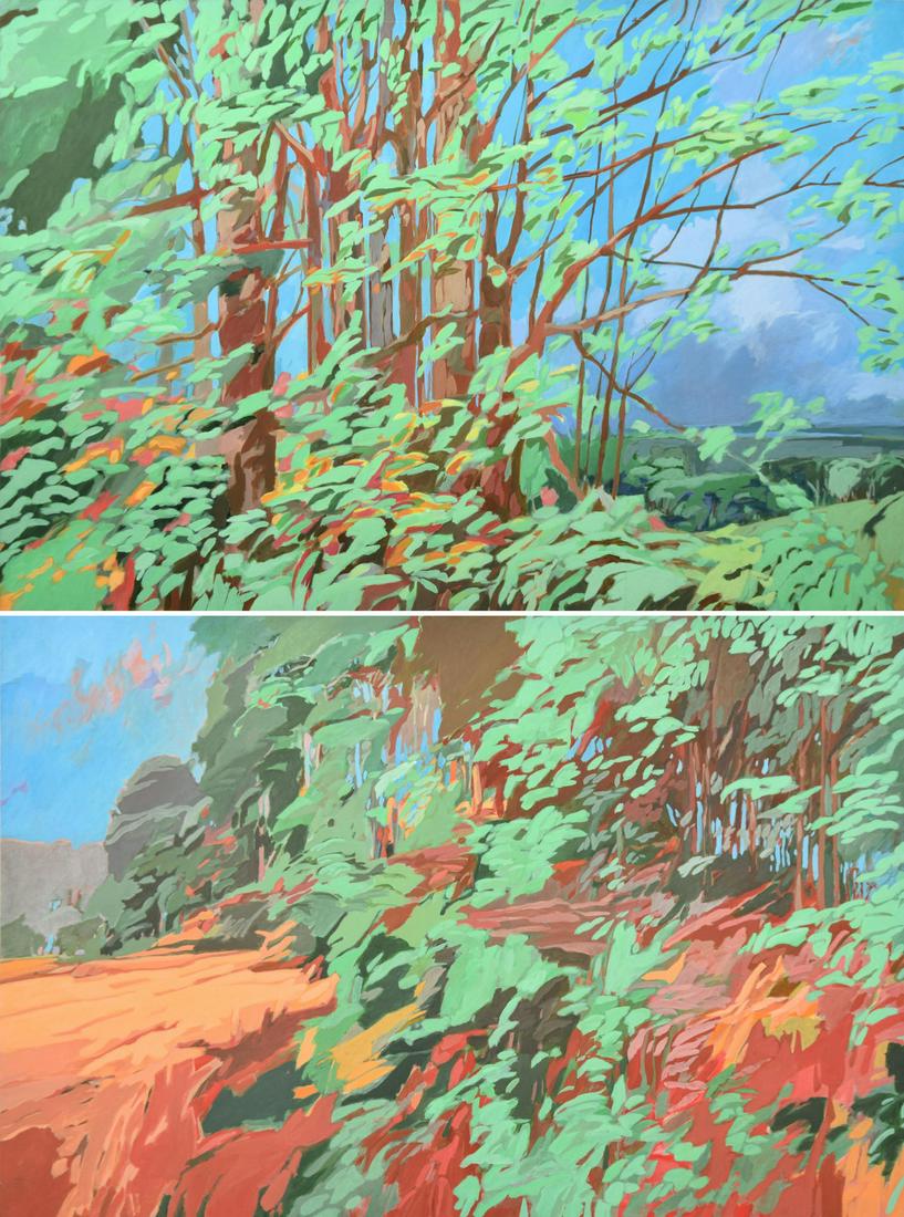 Large William Kortlander Landscape Painting, 144"W Diptych (1 of 16)