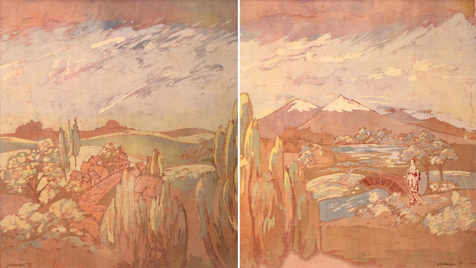 2 J. Wehmeyer Batik Paintings, Landscape (1 of 15)