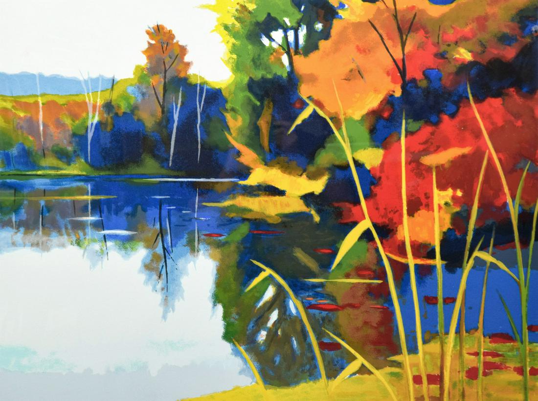 Tadashi Asoma GLORY OF THE FALL Screenprint, Signed Edition: Artist/Designer; Manufacturer: Tadashi Asoma (1923-2017) Marking(s); notes: signed; ed. 14/120 Country of origin; materials: Japanese; screenprint Dimensions (H, W, D): 24.75"h, 32.25"w; 34.5"h, 42"w