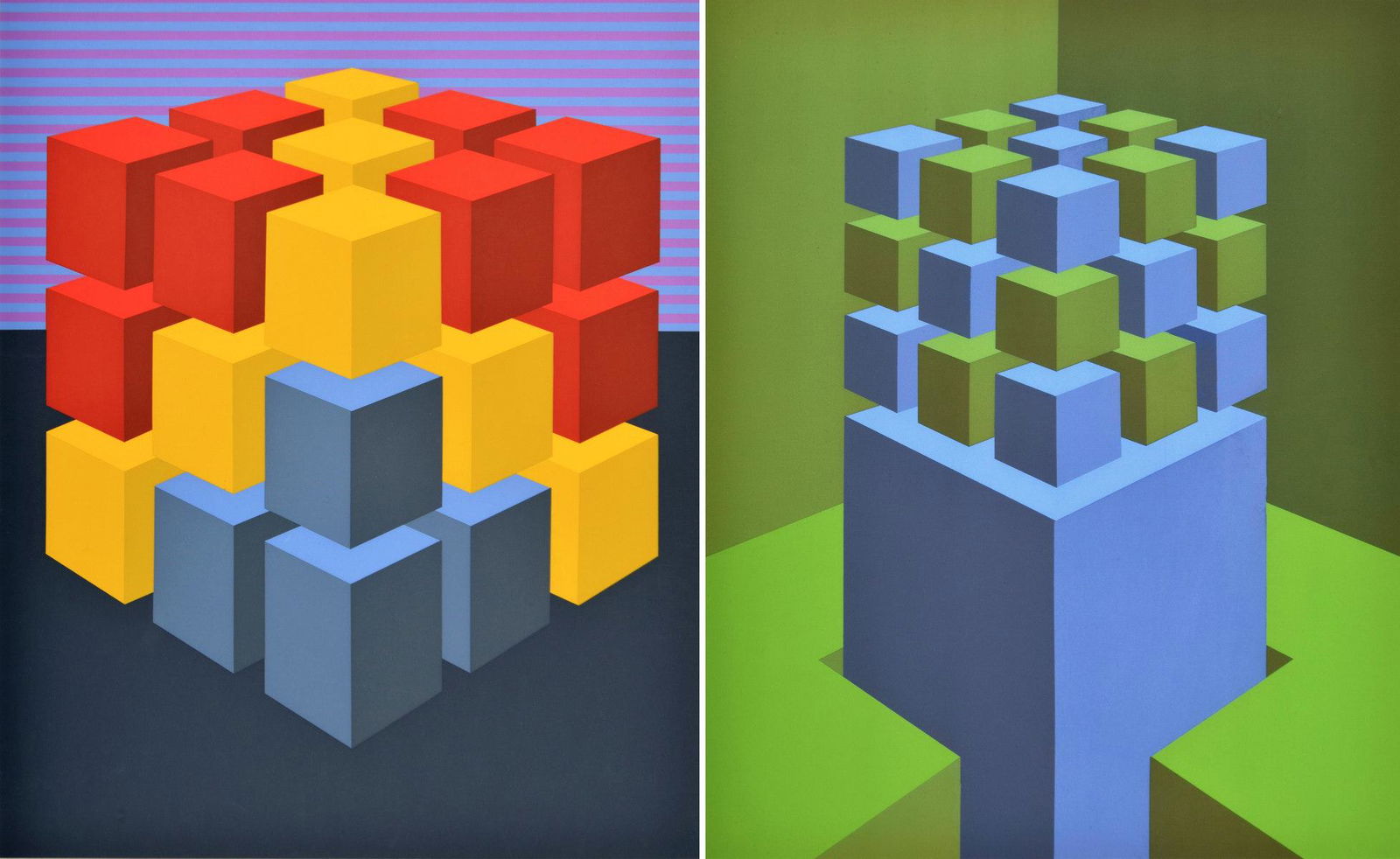 2 Marko Spalatin Geometric Screenprints, Signed Editions: Artist/Designer; Manufacturer: Marko Spalatin (b. 1945) Marking(s); notes: signed; ed. 33/60, ed. 36/60; 1972 Country of origin; materials: Croatian; screenprint Dimensions (H, W, D): 22.75"h, 18.5"w;