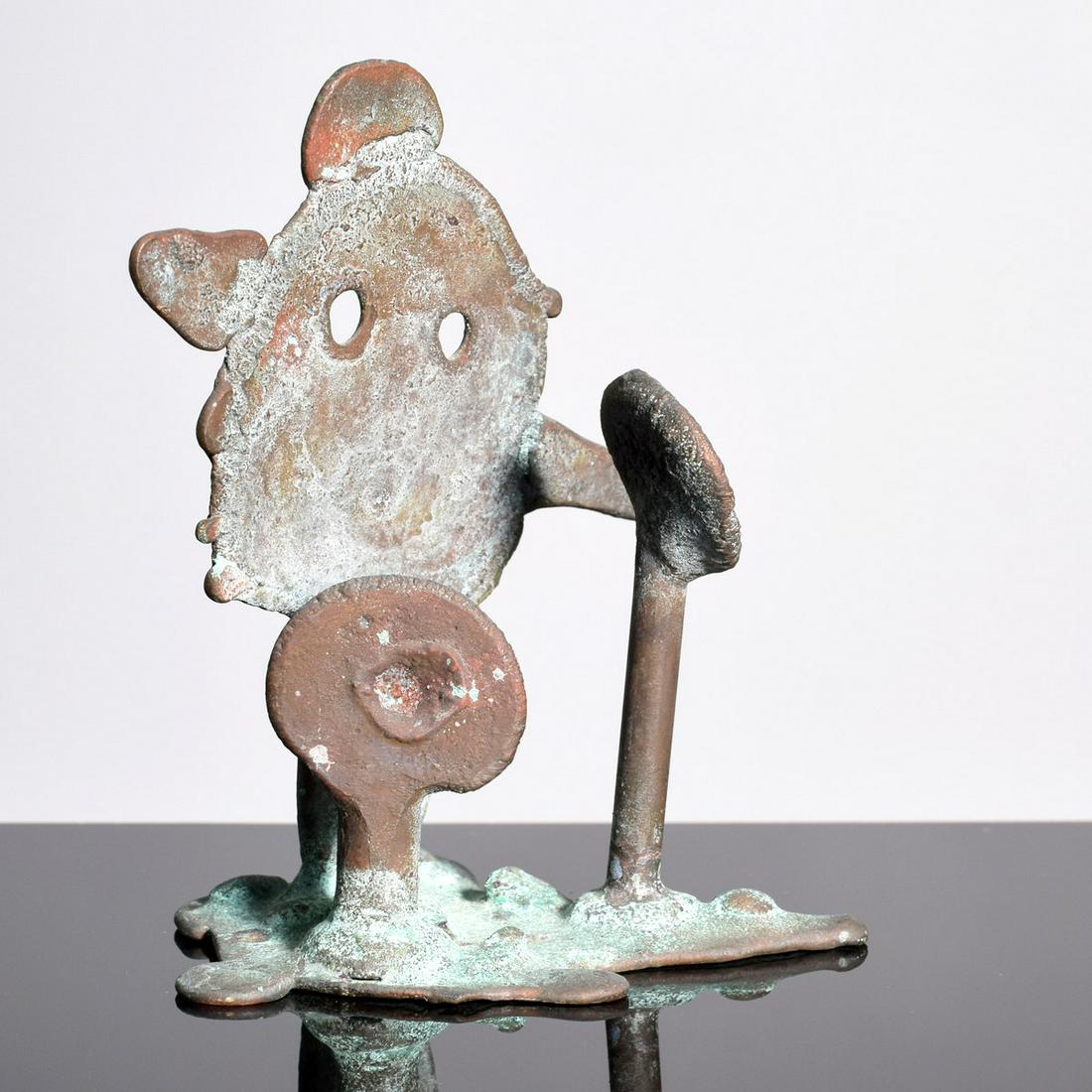 Klaus Ihlenfeld Sculpture: Artist/Designer; Manufacturer: Klaus Ihlenfeld (b. 1934) Marking(s); notes: signed Country of origin; materials: German/American; bronze with applied patina Dimensions (H, W, D): 4.5"h, 4"w, 3"d Addit