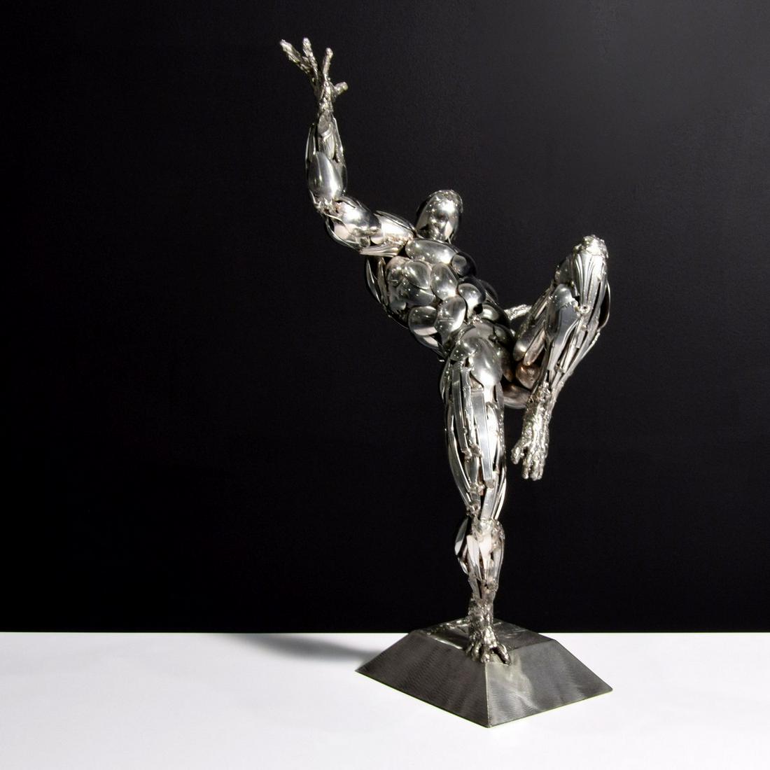 Boban Ilic Spoon Sculpture & Book: Artist/Designer; Manufacturer: Boban Ilic (b. 1963) Marking(s); notes: signed Country of origin; materials: Serbian/American; stainless steel Dimensions (H, W, D): 26.5"h, 19"w, 15"d Additional Inform