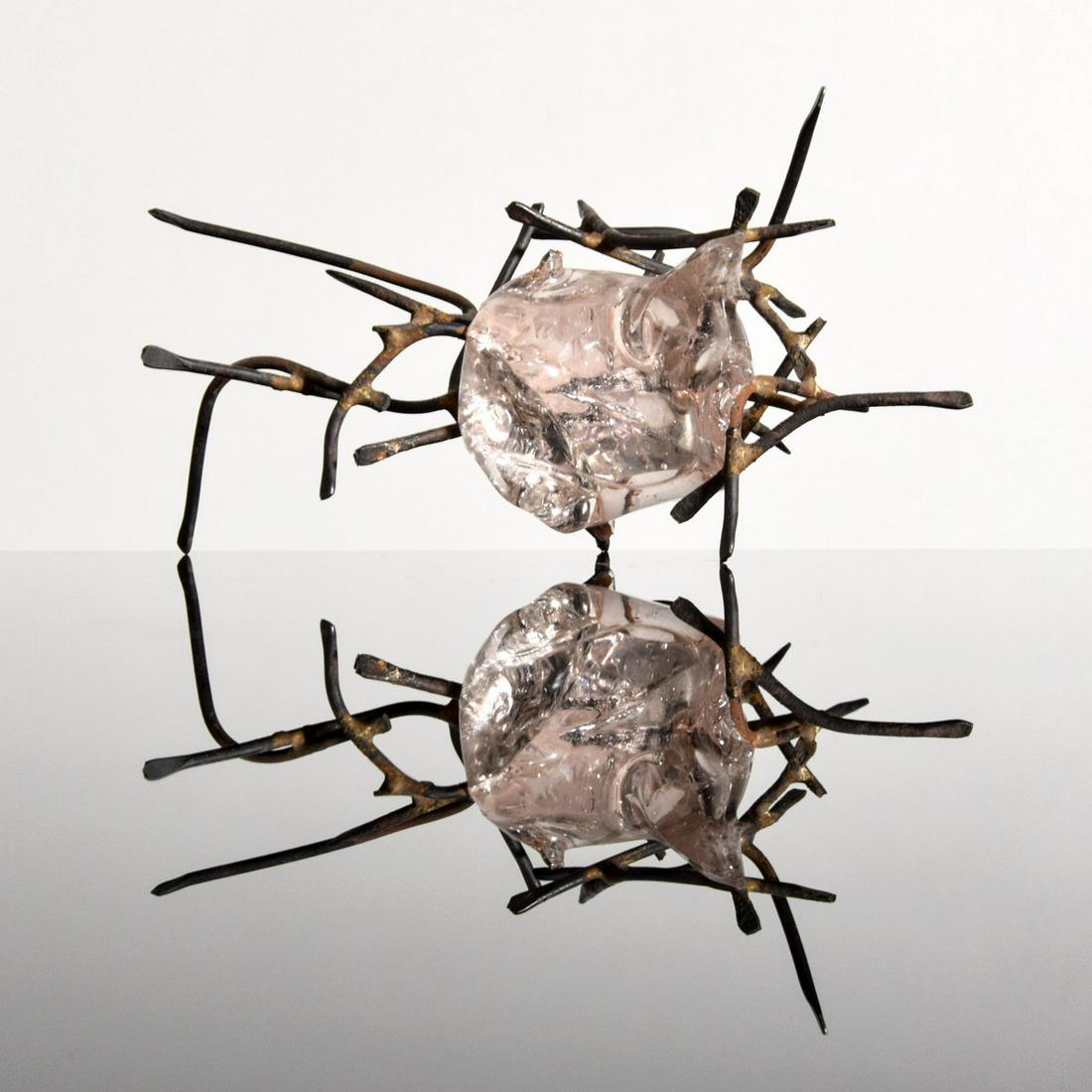 Claire Falkenstein FUSION Sculpture: Artist/Designer; Manufacturer: Claire Falkenstein (1908 - 1997) Marking(s); notes: no marking(s) apparent Country of origin; materials: American; welded copper, fused glass Dimensions (H, W, D): 4.25"