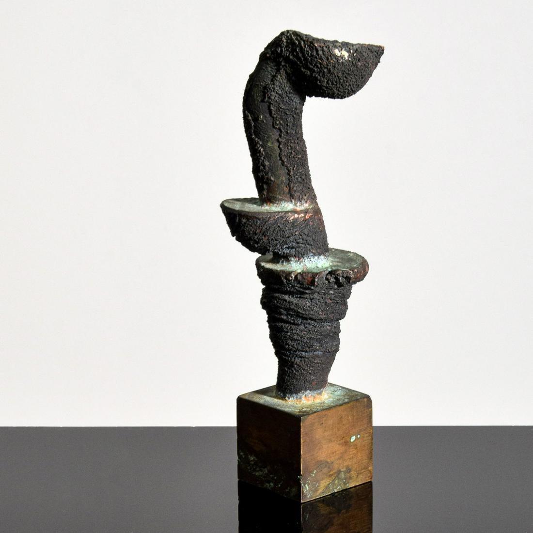 Harry Bertoia Bronze Sculpture: Artist/Designer; Manufacturer: Harry Bertoia (1915-1978) Marking(s); notes: no marking(s) apparent; 1970s per Certificate Country of origin; materials: American; melt-formed bronze Dimensions (H, W, D