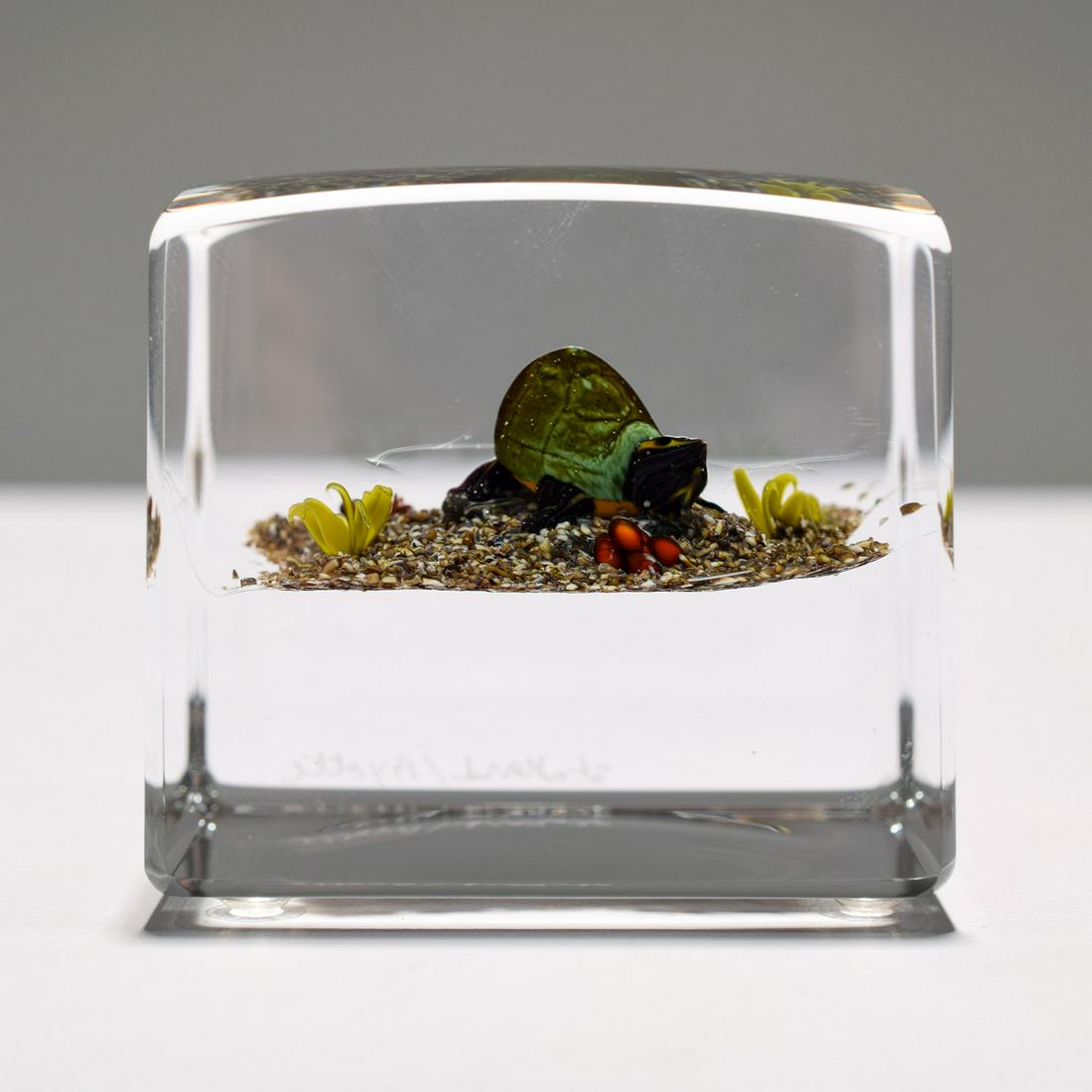 Paul J. Stankard & Rick Ayotte Sea Life / Turtle Paperweight: Artist/Designer; Manufacturer: Paul J. Stankard (b. 1943), Rick Ayotte (b. 1944) Marking(s); notes: signed Country of origin; materials: American; lampwork glass, polished clear glass Dimensions (H, W