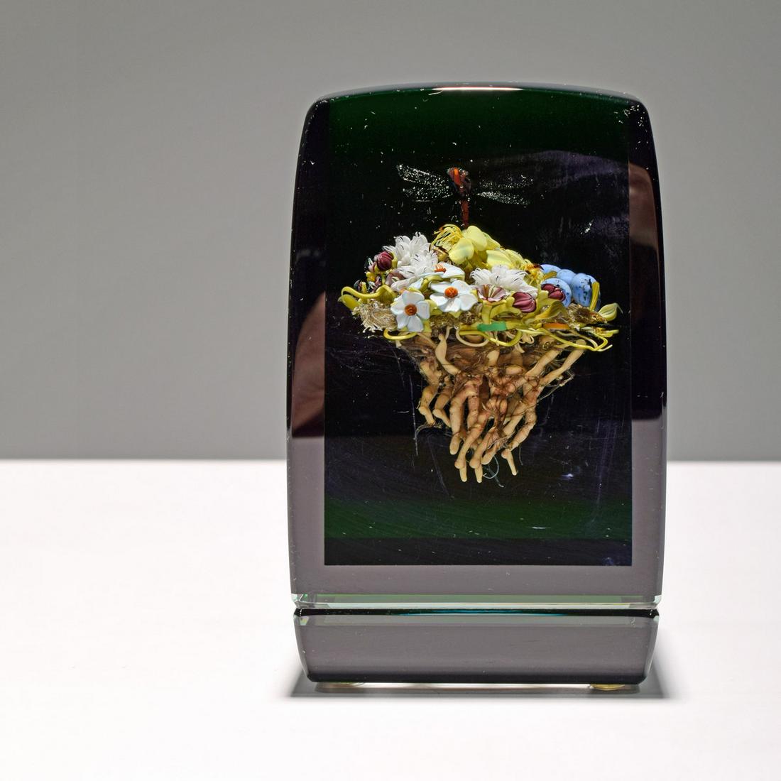 Paul J. Stankard Botanical / Root People Upright Paperweight: Artist/Designer; Manufacturer: Paul J. Stankard (b. 1943) Marking(s); notes: signed, C8, marking(s); 1996 Country of origin; materials: American; lampwork glass, polished clear glass Dimensions (H, W,