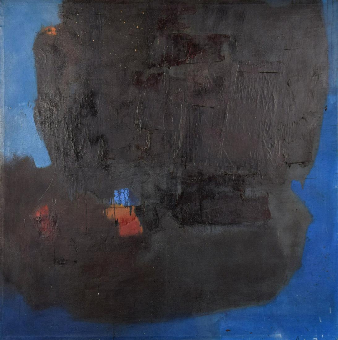 Large Song Tae Kim Abstract Painting, 68"H: Artist/Designer; Manufacturer: Song Tae Kim (20th Century) Marking(s); notes: signed, marking(s) Country of origin; materials: South Korean; canvas Dimensions (H, W, D): 68.75"h, 68.75"w, 70.5"h, 70.5
