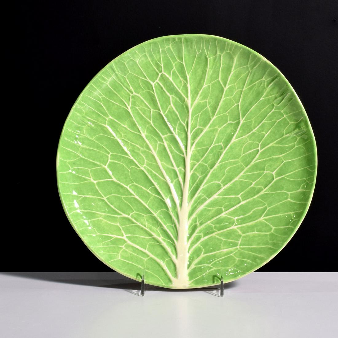 Vintage Dodie Thayer Lettuce Ware Platter: Artist/Designer; Manufacturer: Dodie Thayer Marking(s); notes: signed, marking(s) Country of origin; materials: USA; ceramic Dimensions (H, W, D): 1.75"h, 12.25"dia Additional Information: Ceramics, B