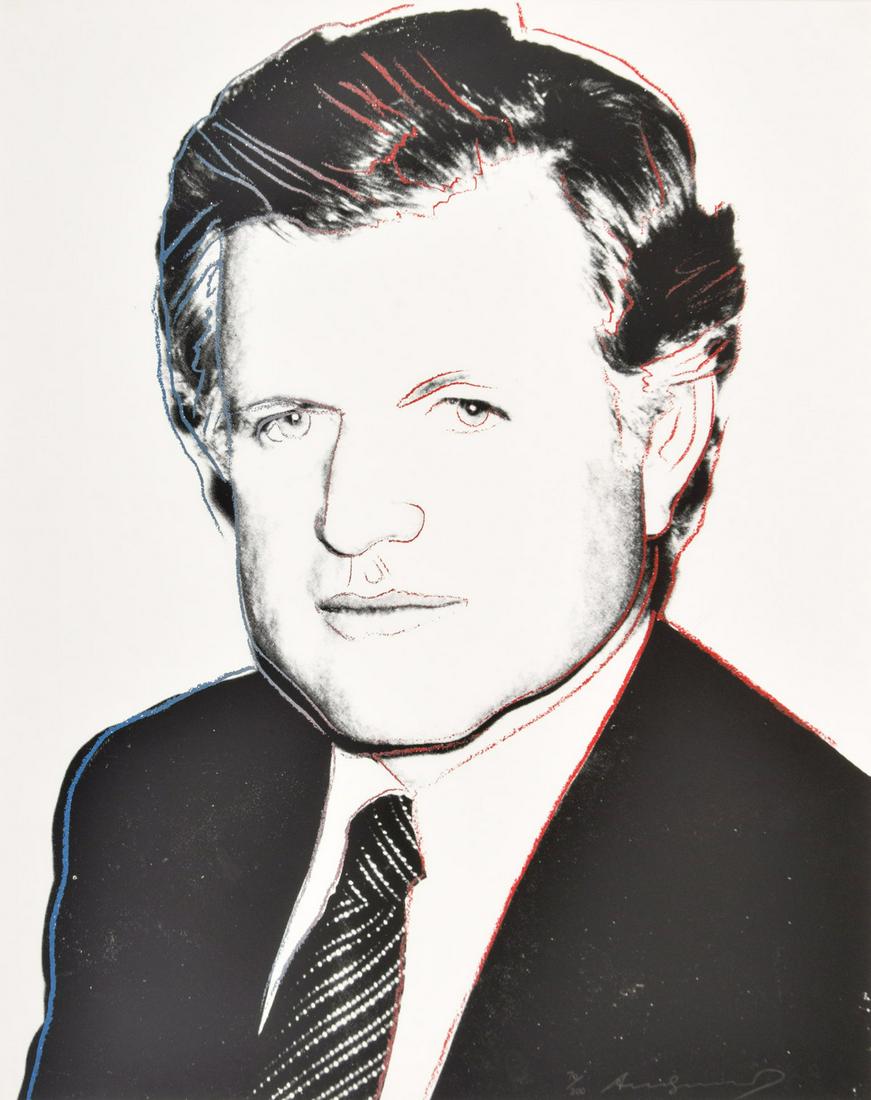 Andy Warhol EDWARD KENNEDY Screenprint, Signed Edition: Artist/Designer; Manufacturer: Andy Warhol (1928-1987) Marking(s); notes: signed; ed. 70/300; 1980 Country of origin; materials: American; screenprint, diamond dust Dimensions (H, W, D): 40"h, 31.75"w