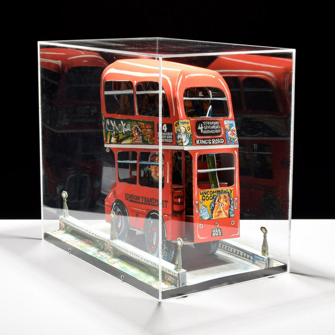 Red Grooms LONDON BUS Sculpture, Signed Edition: Artist/Designer; Manufacturer: Red Grooms (b. 1937) Marking(s); notes: signed; PP 1/2 for the edition of 63; 1983 Country of origin; materials: American; lithograph construction on BFK Rives Dimension