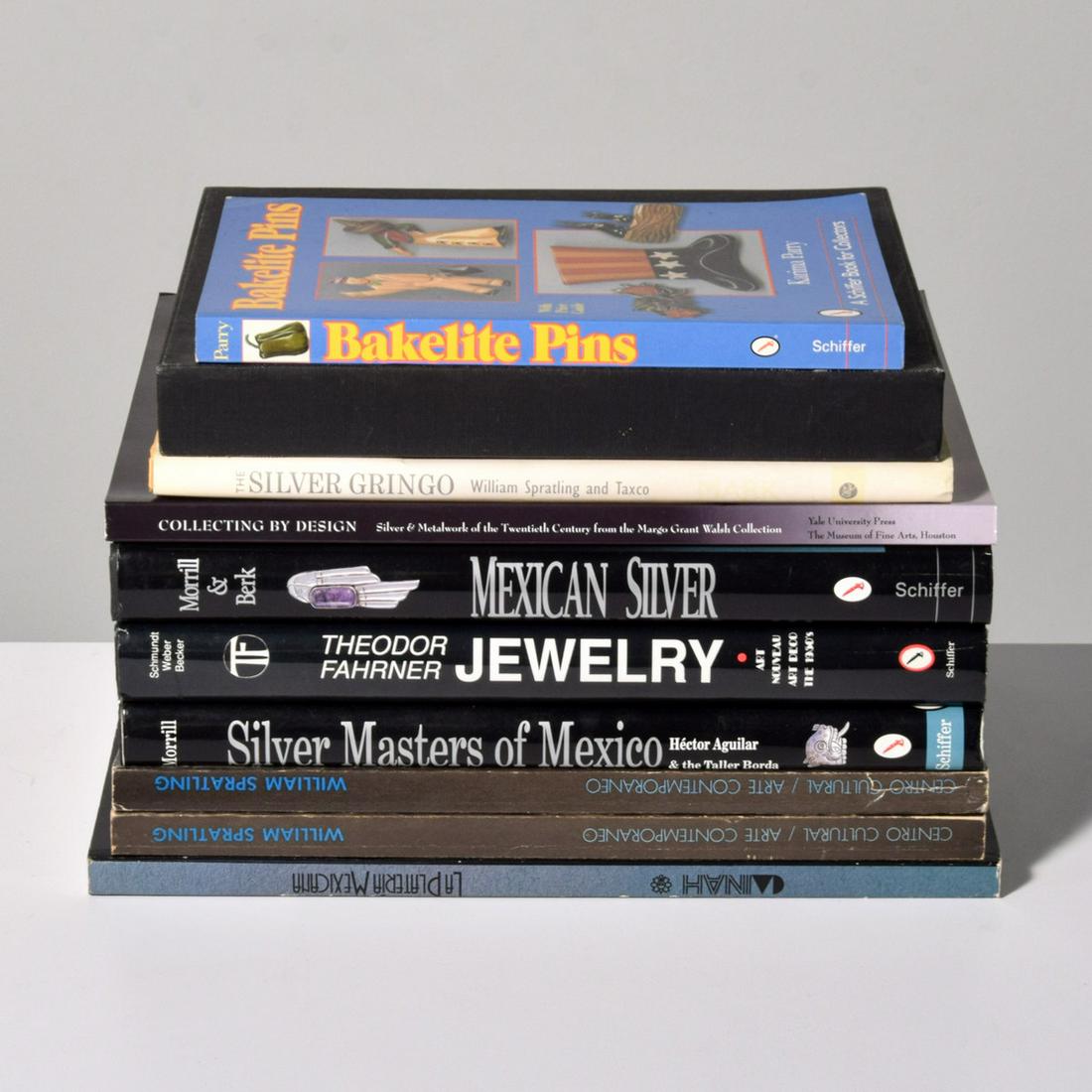 10 Reference Books; William Spratling, Mexican Silver, Theodor Fahrner, Bakelite…: Artist/Designer; Manufacturer: various Marking(s); notes: marking(s) Country of origin; materials: USA; paper Dimensions (H, W, D): various Additional Information: Lot is comprised of the following te