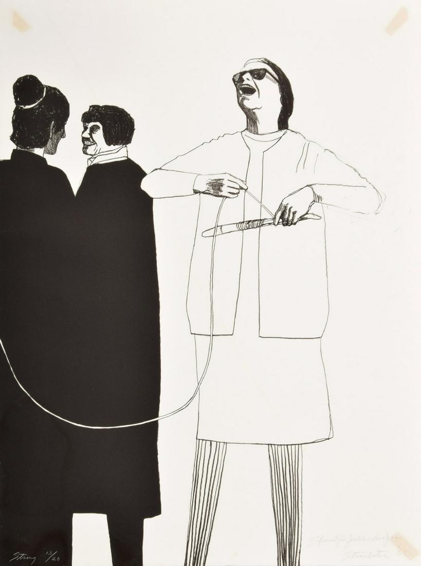 James Strombotne STRING Lithograph, Signed Edition: Artist/Designer; Manufacturer: James Strombotne (b. 1934) Marking(s); notes: signed, blind stamp; ed. 13/20; 1968 Country of origin; materials: American; lithograph Dimensions (H, W, D): 30"h, 22"w (w