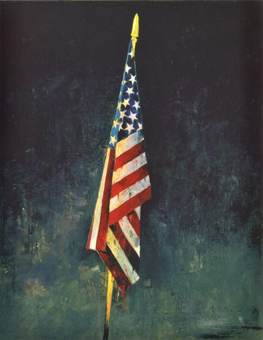 John Alexander SAME FLAG Lithograph, Signed Edition: Artist/Designer; Manufacturer: John Alexander (b. 1945) Marking(s); notes: signed; AP 5/5; 1999 Country of origin; materials: American; lithograph Dimensions (H, W, D): 20.75"h, 16.25"w; 30"h, 25"w fr