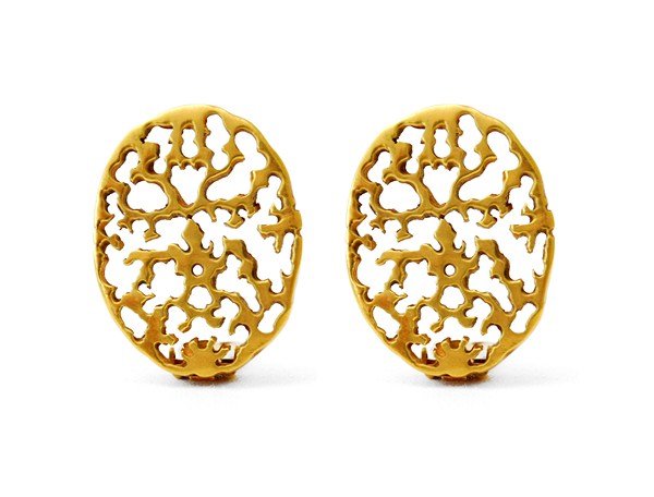 Vintage Ear Clips by Mary McFadden: Designer & Manufacturer: Mary McFadden Markings: none Country of Origin & Materials: USA; metal Additional Information & Circa: Vintage handcrafted ear clips by fashion designer Mary McFadden. McFadde