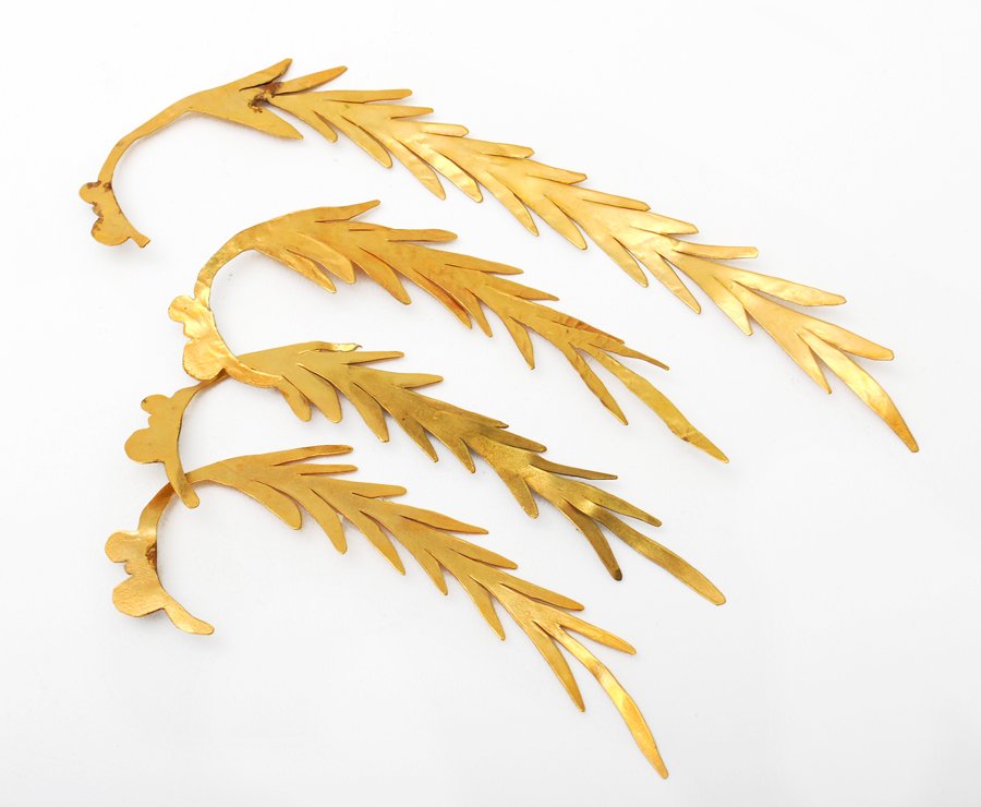 Two Pairs of Jewelry Pieces by Mary McFadden: Designer & Manufacturer: Mary McFadden Markings: some marked Country of Origin & Materials: USA; Metal Additional Information & Circa: Two pairs of vintage handcrafted jewelry pieces by fashion design