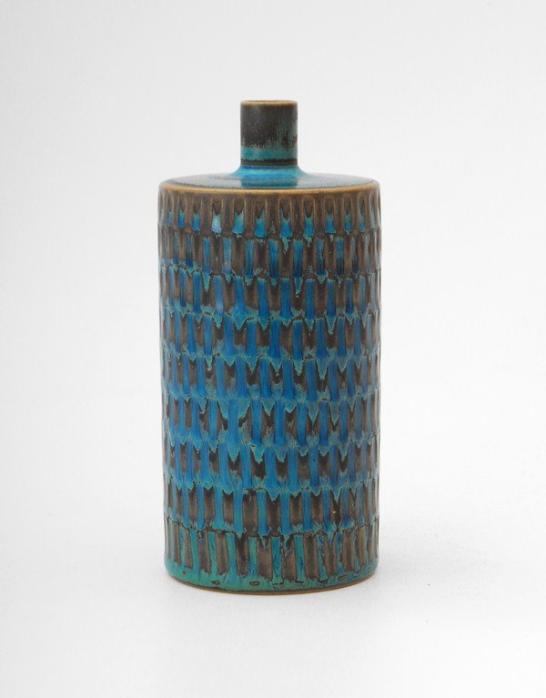 Vase/Vessel by Stig Lindberg: Designer & Manufacturer: Stig Lindberg; Gustavsberg Markings: signed Country of Origin & Materials: Sweden; stoneware Additional Information & Circa: Studio vase/vessel by Stig Lindberg for Gustavsber