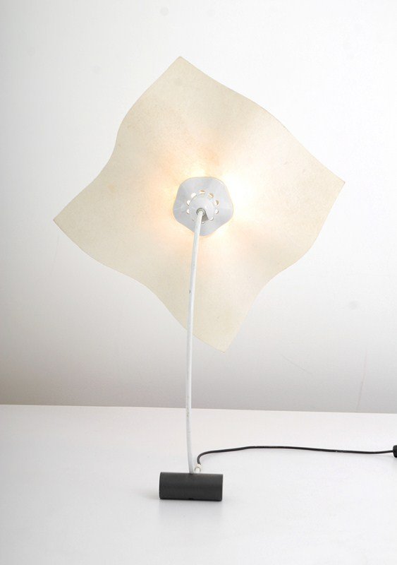 Mario Bellini Table Lamp: Designer & Manufacturer: Mario Bellini; Artemide Markings: none Country of Origin & Materials: Italy; steel, paper Additional Information & Circa: Table lamp with adjustable paper shade by Mario Belli