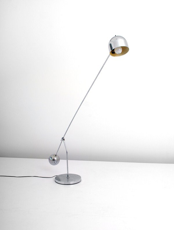 Adjustable Lamp by Robert Sonneman: Designer & Manufacturer: Robert Sonneman, Attributed Markings: none Country of Origin & Materials: USA; chromed metal Additional Information & Circa: Large adjustable desk or floor lamp attributed to