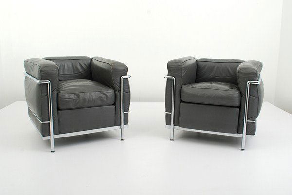 Pair of Le Corbusier/Cassina Club Chairs: Designer & Manufacturer: Le Corbusier; Cassina Markings: marked Country of Origin & Materials: Italy; chrome, leather Additional Information & Circa: Pair of "LC2 Grand Comfort Petite" lounge/club cha