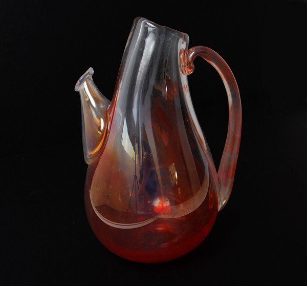 "A Mace" Pitcher by Dino Martens: Designer & Manufacturer: Dino Martens; Aureliano Toso Markings: none Country of Origin & Materials: Italy; glass Additional Information & Circa: Blown glass "A Mace" pitcher by Dino Martens for Aureli