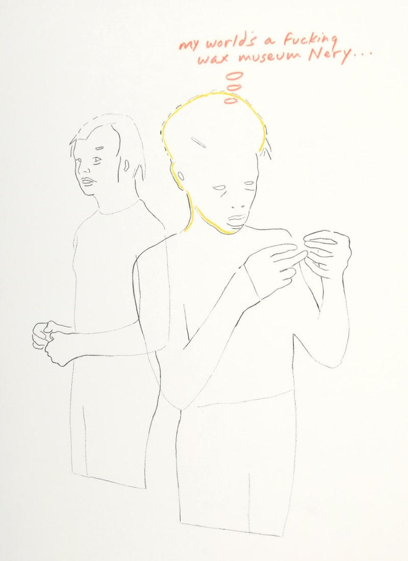 Douglas Kolk Drawing: Artist/Designer; Manufacturer: Douglas Kolk (American, 1963-2014) Marking(s); notes: 1995 Materials: color marker and pen on paper Dimensions (H, W, D): Additional Information: Work is titled "My wor