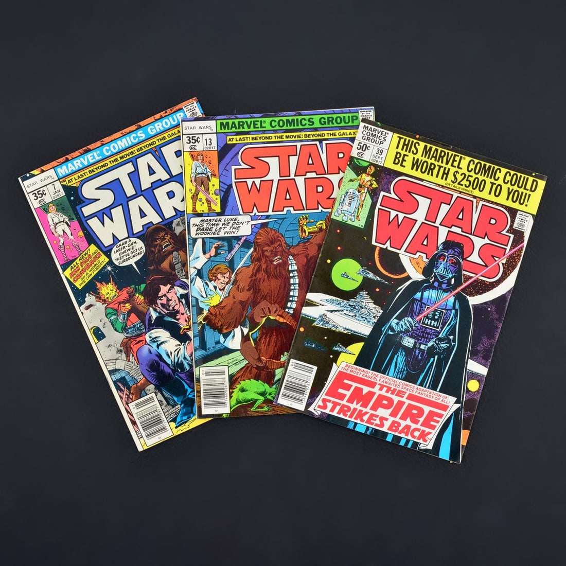 3 Marvel Comics, STAR WARS #7, #13 & #39 (Newsstand Edition): Artist/Designer; Manufacturer: John Byrne, Howard Chaykin, Janice Cohen, Jo Duffy, Carl Gafford, Carlos Garzon, Archie Goodwin, Carmine Infantino, Gil Kane, Jim Novak, Rick Parker, Joe Rosen, Roy Thom