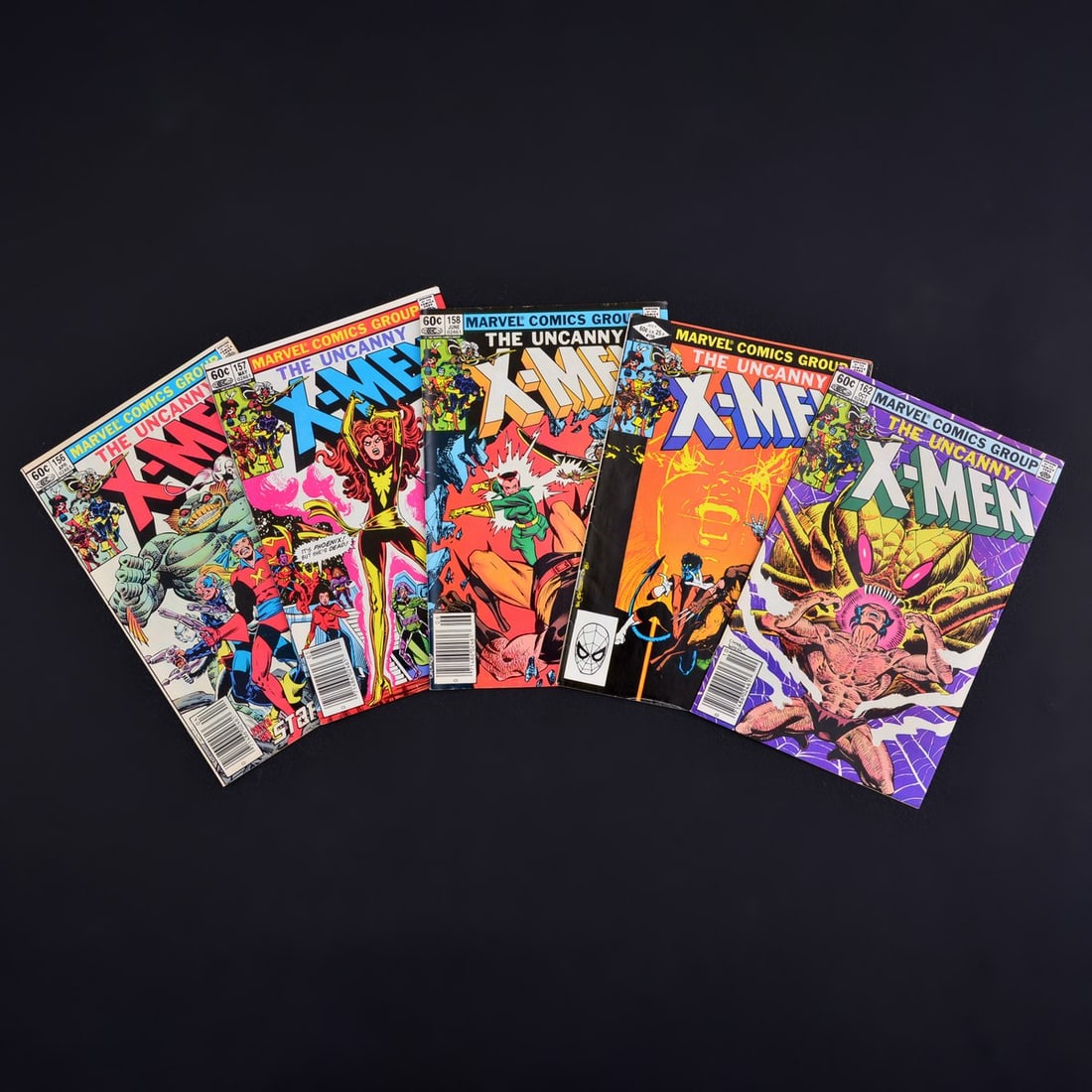 5 Marvel Comics, UNCANNY X-MEN #156 (Newsstand Edition), #157 (Newsstand Edition), #158 (Newsstand: Artist/Designer; Manufacturer: Janice Chiang, Chris Claremont, Dave Cockrum, Danny Fingeroth, Louise Jones, Jim Novak, Tom Orzechowski, Joe Rosen, Bill Sienkiewicz, Don Warfield, Glynis Wein, Ron Zalm