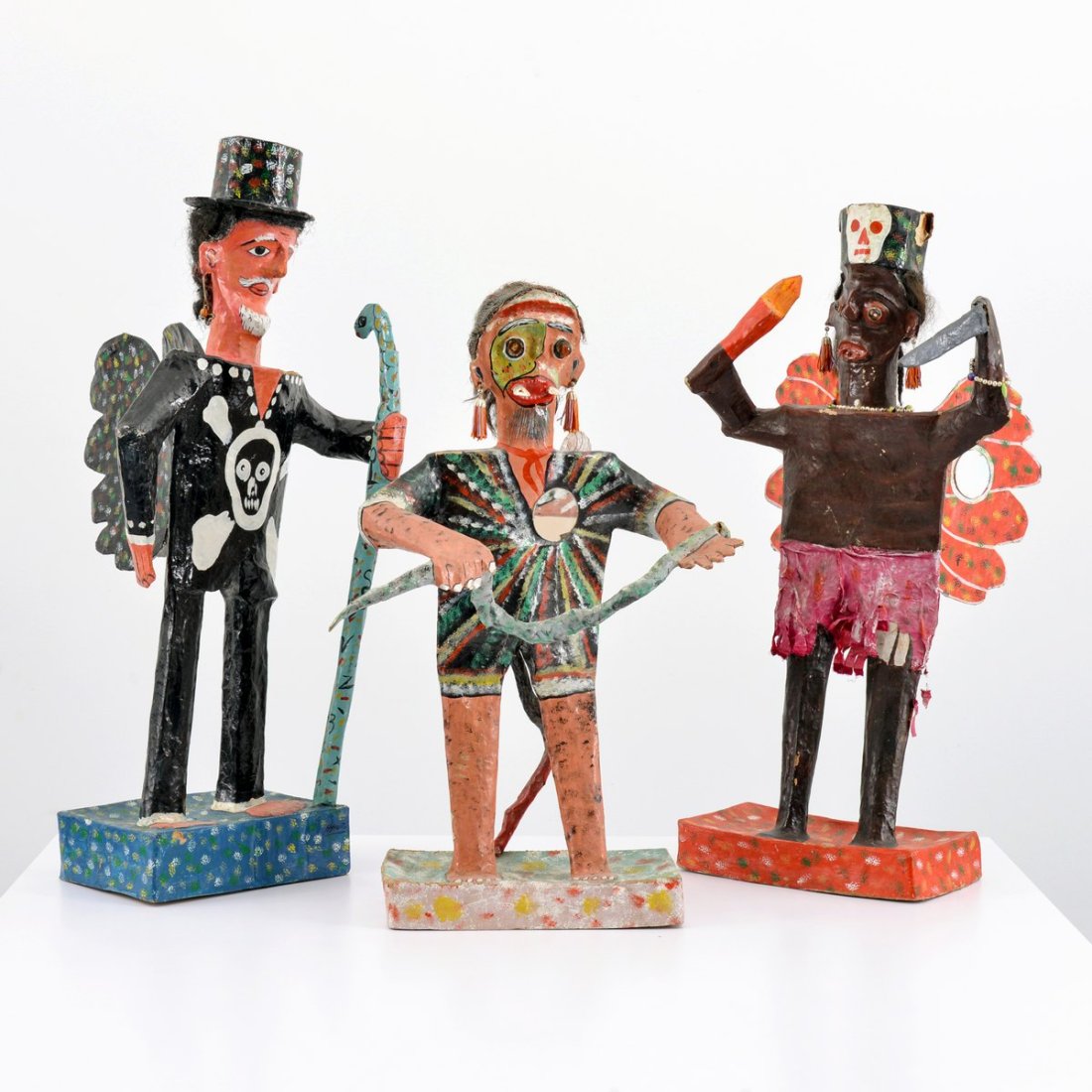 3 PapierÂ MacheÂ Figural Sculptures, Manner of Hector Hyppolite: Artist/Designer; Manufacturer: Hector Hyppolite (Haitian, 1894-1948), manner of Marking(s); notes: marking(s) Materials: papier mache, found objects Dimensions (H, W, D): largest: 34.25"h, 16"w, 18"d 