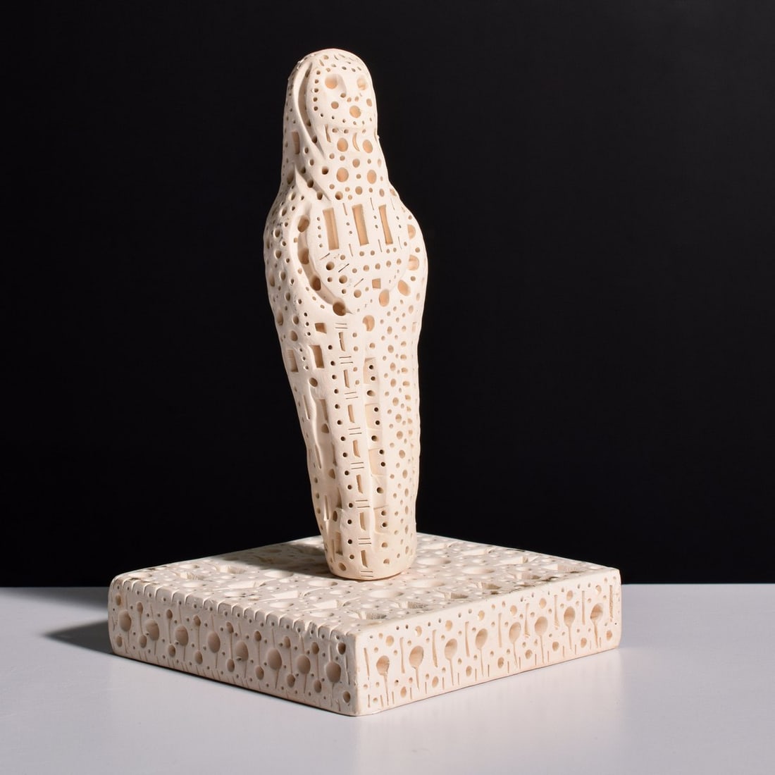 Alexander Ney Figural Sculpture: Artist/Designer; Manufacturer: Alexander Ney (Russian/American, b. 1939) Marking(s); notes: signed (both sculpture and base) Materials: white terracotta Dimensions (H, W, D): 6.75"oah; sculpture: 5.75