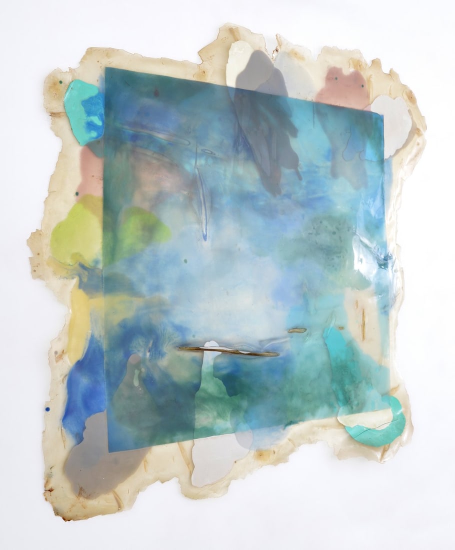 Dennis Ashbaugh Resin Painting, 46"W: Artist/Designer; Manufacturer: Dennis Ashbaugh (American, b. 1946) Marking(s); notes: no marking(s) apparent Materials: various pigments, fiberglass, polyester resin Dimensions (H, W, D): 42"h, 46"w (