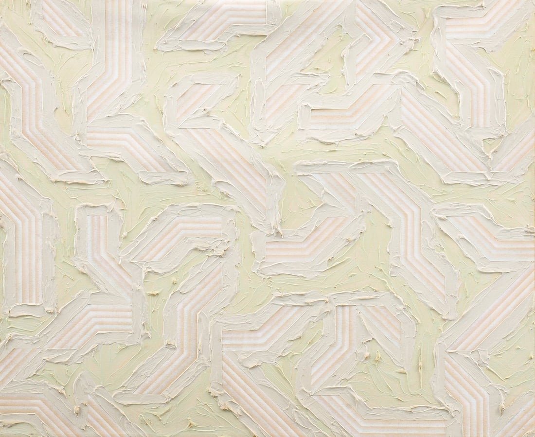 Large Hiroshi Murata Abstract Painting, 60"W: Artist/Designer; Manufacturer: Hiroshi Murata (Japanese, b. 1941) Marking(s); notes: signed; 1973 Materials: acrylic on canvas Dimensions (H, W, D): 50.25"h, 60.25"w (work is not framed) Additional In