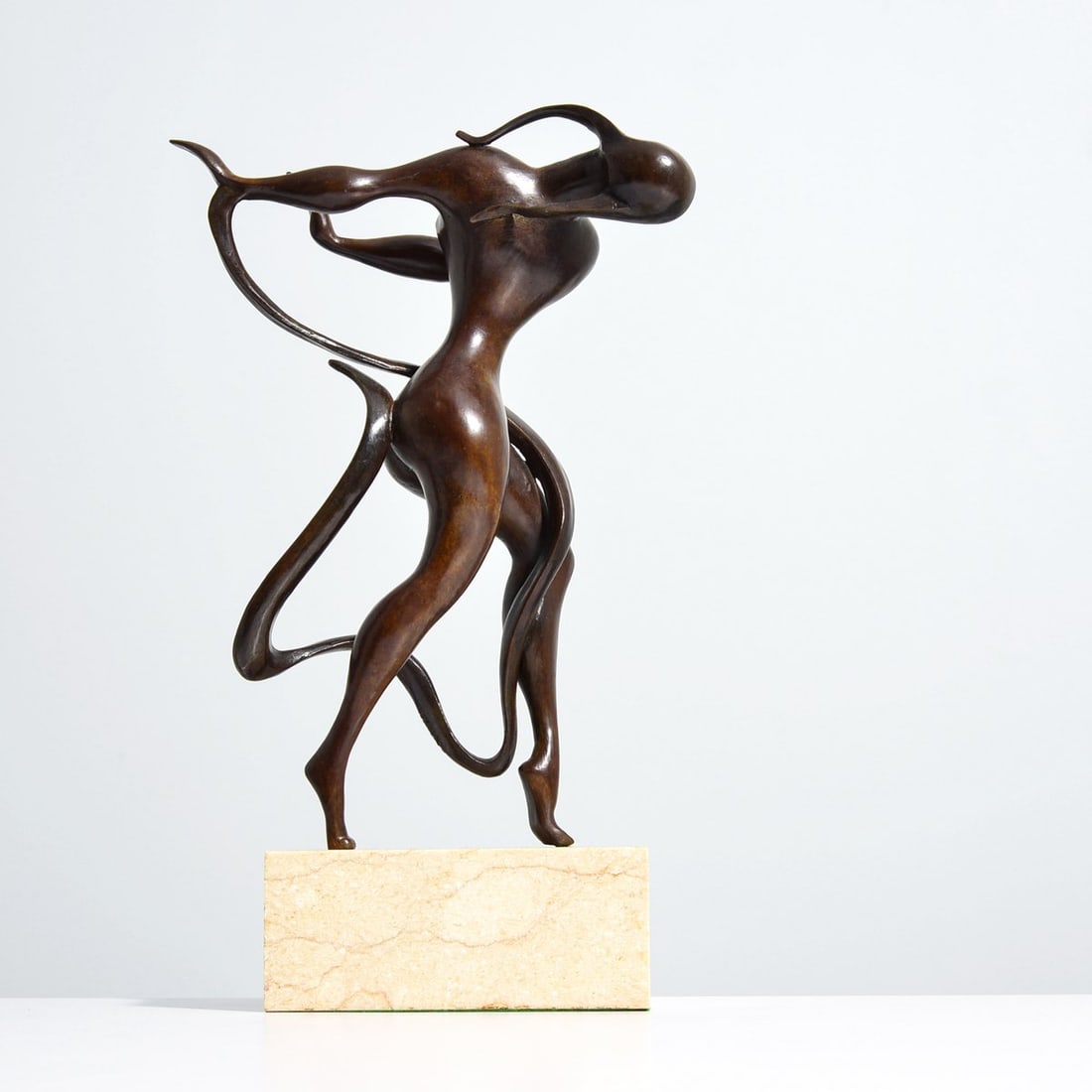 Albert Wein Bronze Figural Sculpture: Artist/Designer; Manufacturer: Albert Wein (American, 1915-1991) Marking(s); notes: signed; ed. 1/13 Materials: bronze, marble (base) Dimensions (H, W, D): 18.5"oah, 11"w, 6"d; base comprises 3.25" of