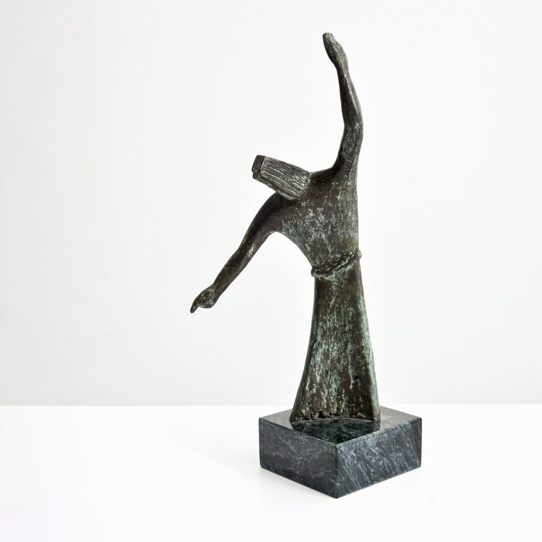 Larry Mohr Bronze Figural Sculpture: Artist/Designer; Manufacturer: Larry Mohr (American, 1921-2013) Marking(s); notes: signed, marking(s); ed. 1/18 Materials: bronze, marble Dimensions (H, W, D): 12.5"h, 5.25"w, 5"d Additional Informati