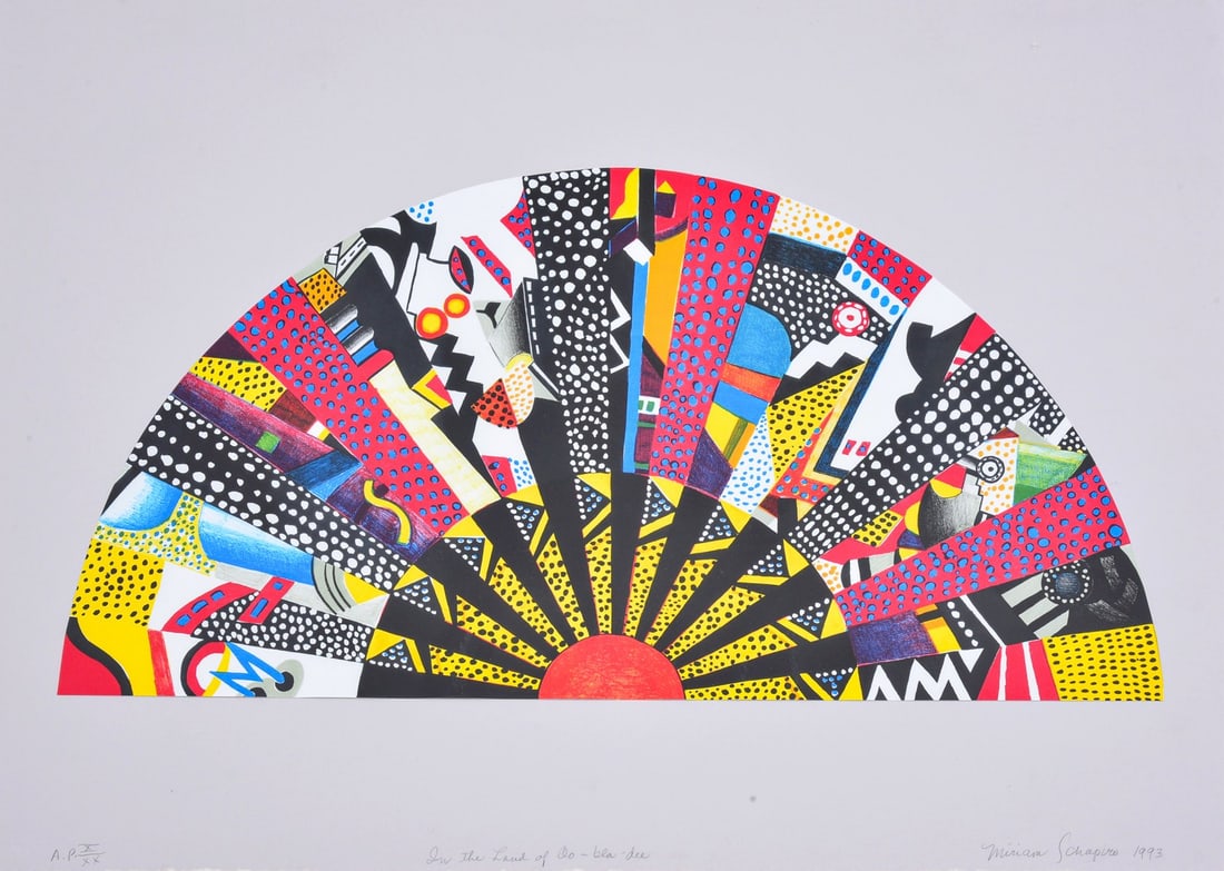 Miriam Schapiro IN THE LAND OF OO-BLA-DEE Lithograph: Artist/Designer; Manufacturer: Miriam Schapiro (Canadian, 1923-2015) Marking(s); notes: signed, blind stamp; AP X/XX for the edition of 100; 1993 Materials: lithograph mounted on gray paper Dimensions