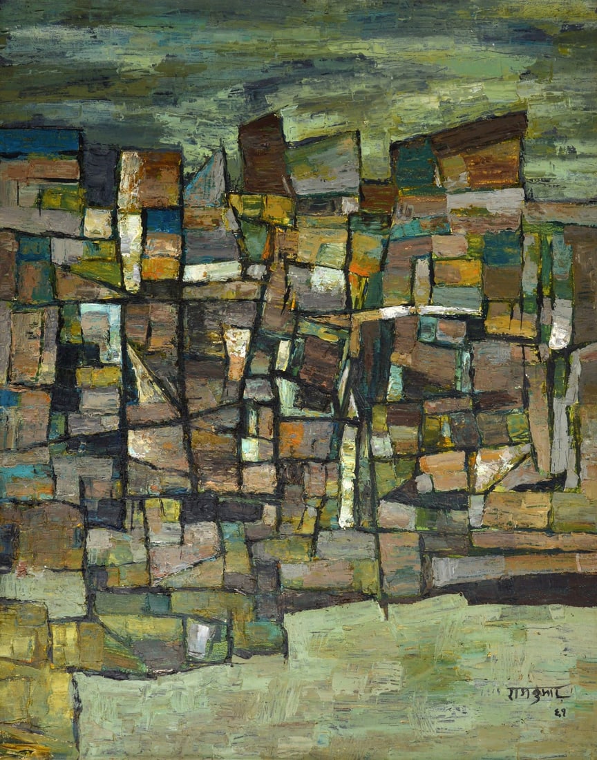 Ram Kumar Abstract Painting: Artist/Designer; Manufacturer: Ram Kumar (Indian, 1924-2018) Marking(s); notes: signed; 1961 Materials: oil on canvas Dimensions (H, W, D): 35"h, 27"w image; 45"h, 37"w canvas (work is not framed) Add