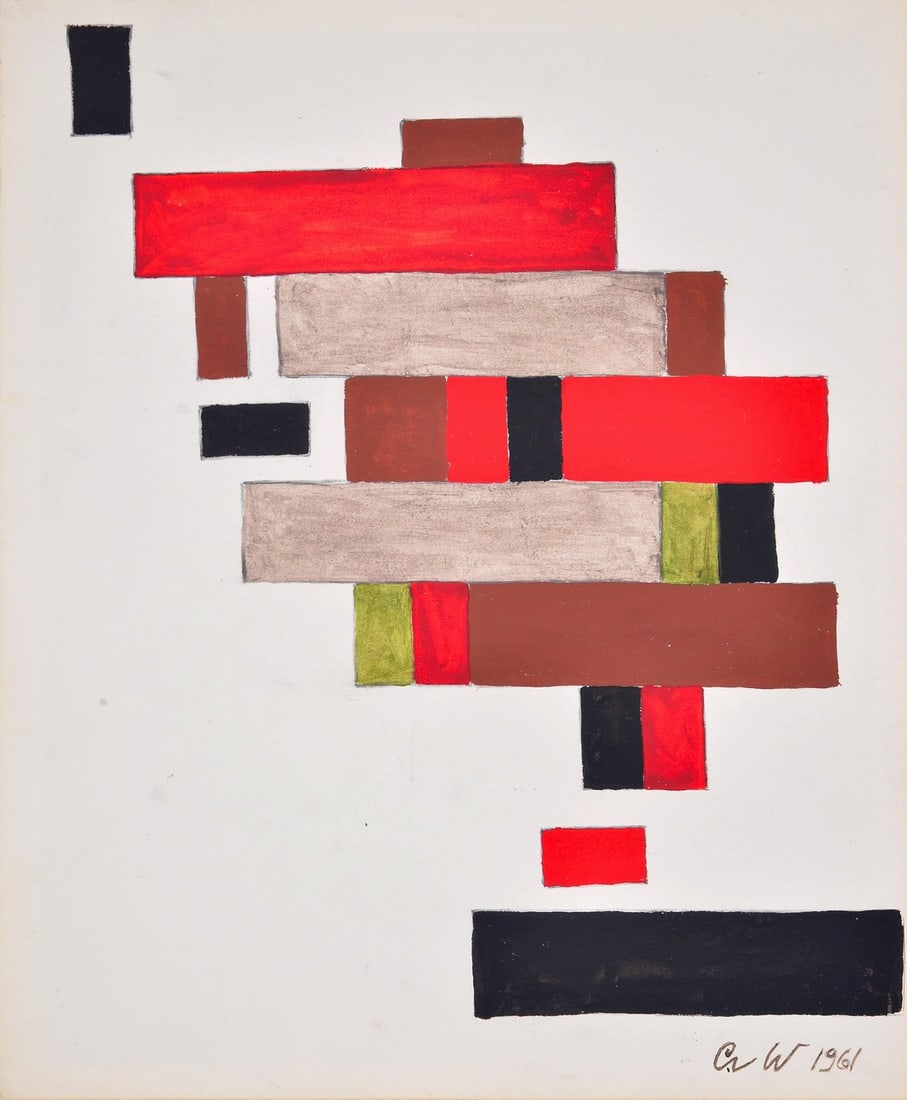 Charmion von Wiegand Gouache Painting: Artist/Designer; Manufacturer: Charmion von Wiegand (American, 1896-1983) Marking(s); notes: signed; 1961 Materials: gouache on paper Dimensions (H, W, D): 13.5"h, 10.75"w; 21"h, 16"w frame Additional