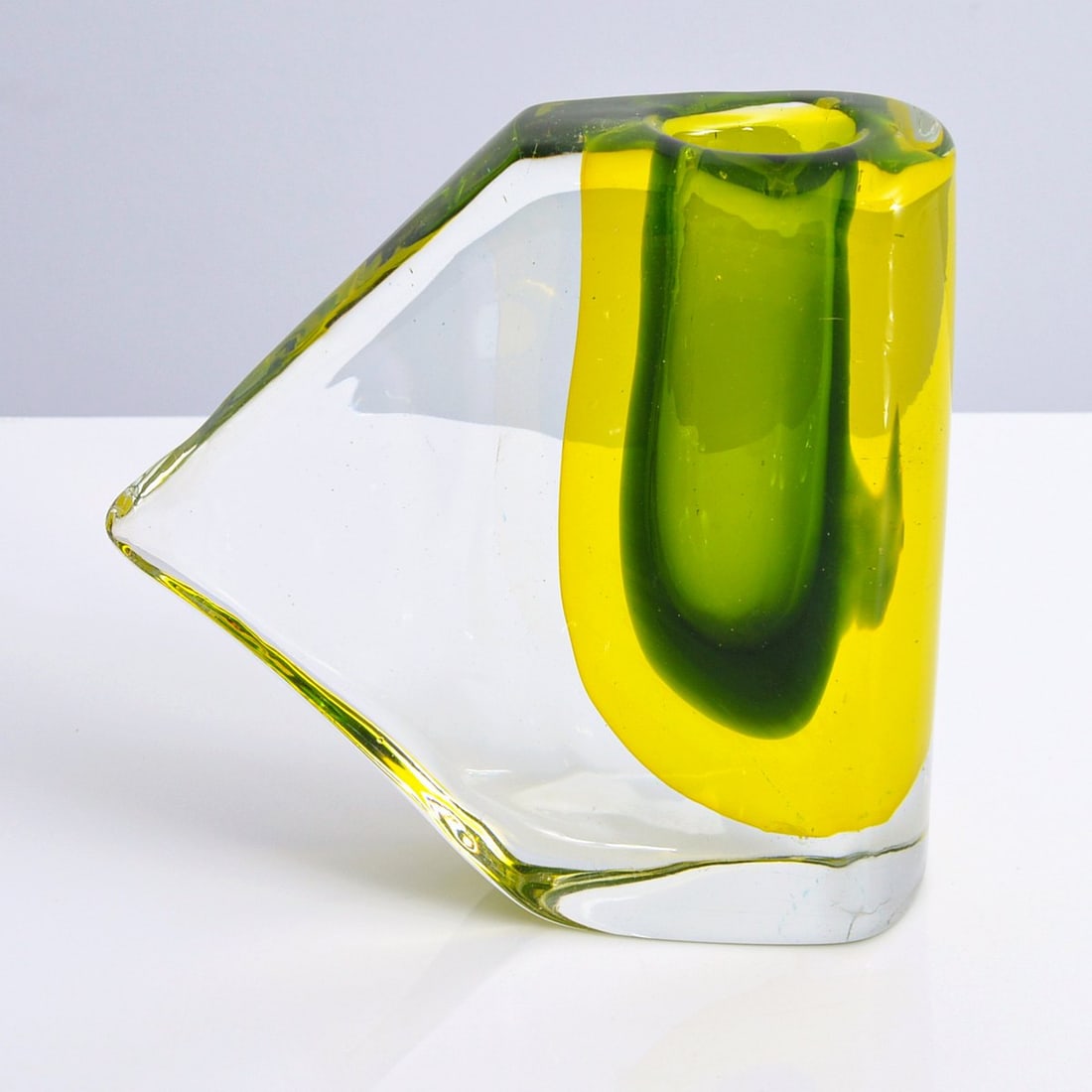 Antonio da Ros Vase, Murano: Artist/Designer; Manufacturer: Antonio da Ros (Italian, 1936-2012); Cenedese (Italy) Marking(s); notes: no marking(s) apparent Materials: glass Dimensions (H, W, D): 8.25"h, 8"w, 2.75"d Additional Inf