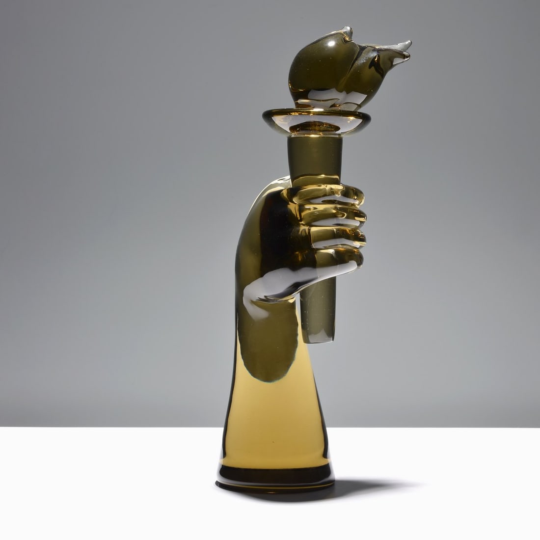 Alfredo Barbini Sculpture: Artist/Designer; Manufacturer: Alfredo Barbini (Italian, 1912-2007) Marking(s); notes: signed Materials: glass Dimensions (H, W, D): 16"h, 4"dia Additional Information: Sculpture is comprised of two p