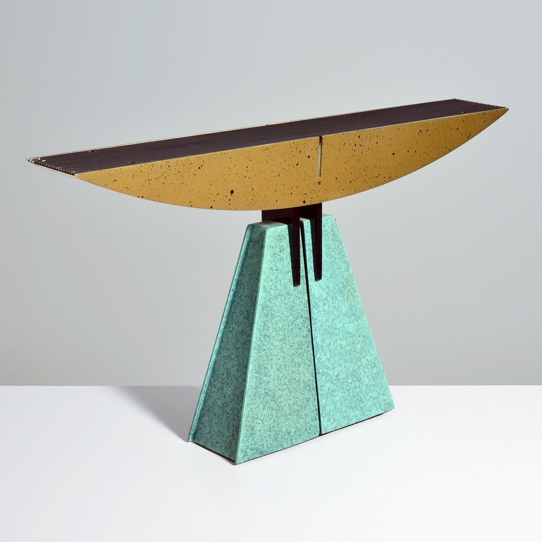 Robert Sonneman Table Lamp: Artist/Designer; Manufacturer: Robert Sonneman (American, b. 1943); George Kovacs (USA) Marking(s); notes: no marking(s) apparent Materials: enameled metal, metal, glass Dimensions (H, W, D): 15.25"h,