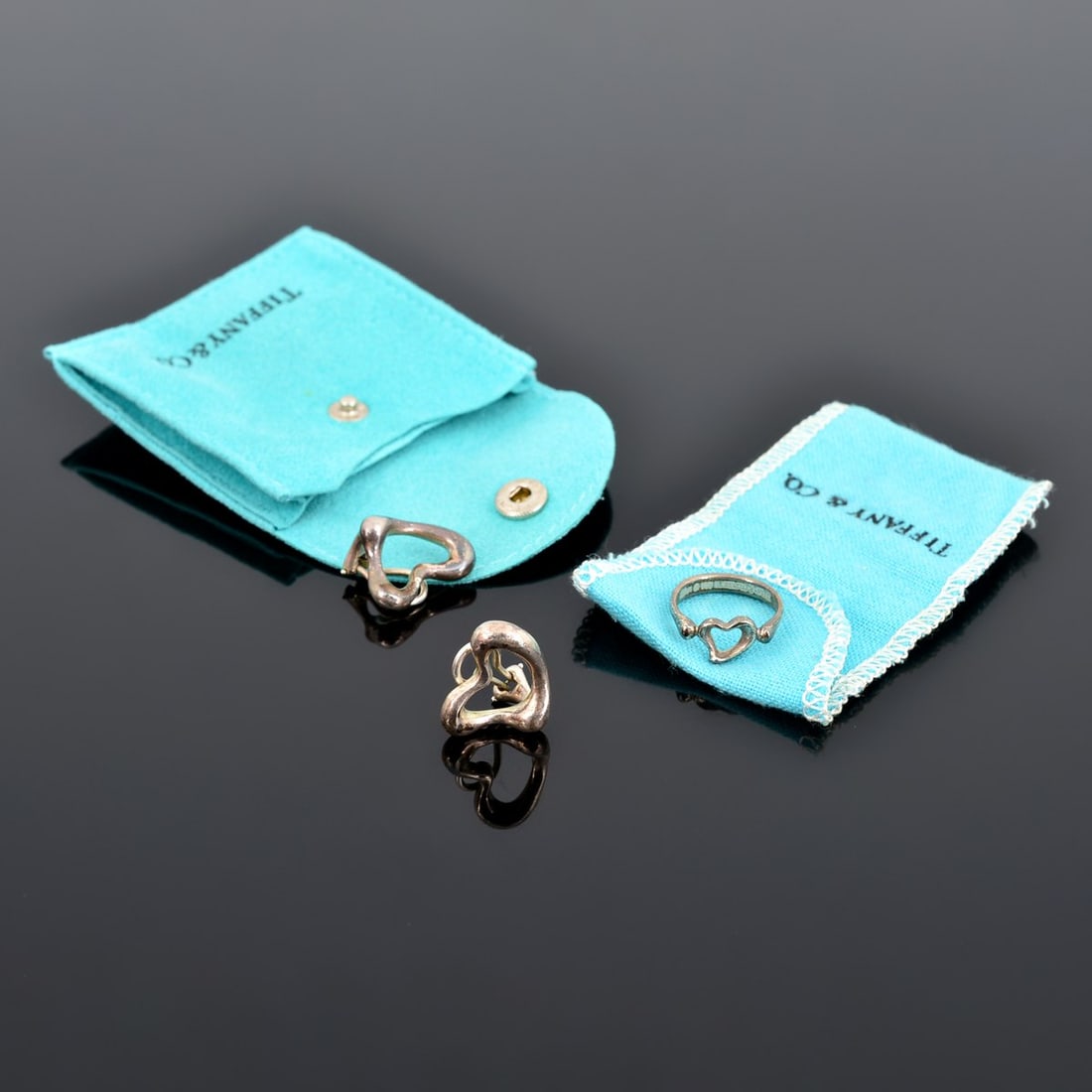 Elsa Peretti for Tiffany OPEN HEART Sterling Silver Ring & Earrings Set (1 of 14)