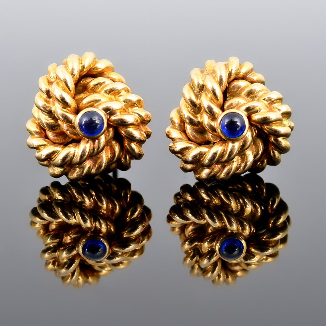 Pair of 14K Gold & Sapphire Estate Cufflinks (1 of 7)
