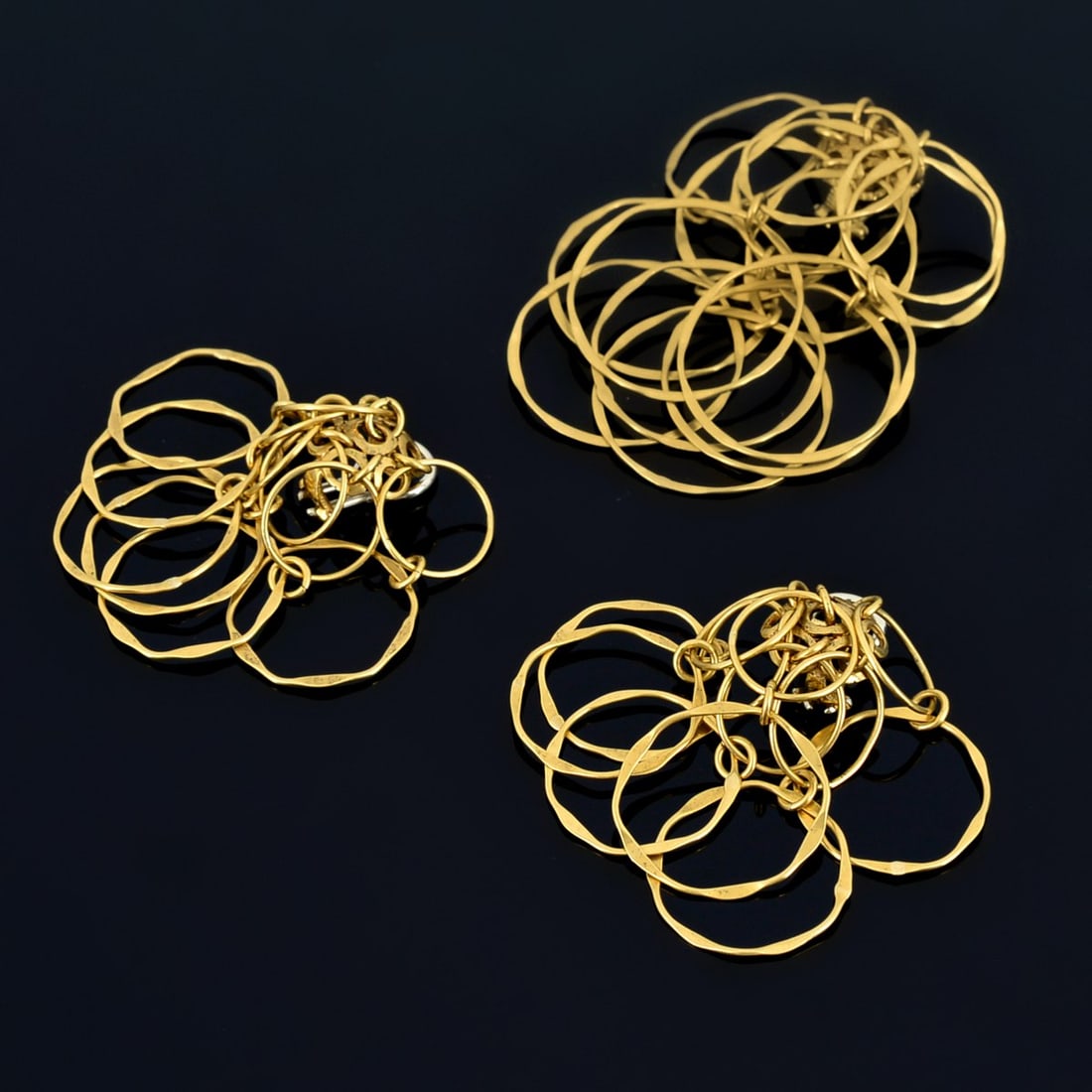3 Cartier 18K Gold Modernist Tiered Hoop Earrings (1 of 7)