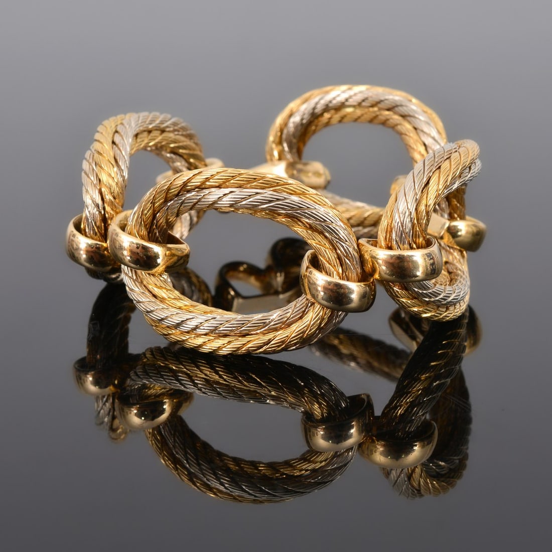 18K Gold Italian Oval Link Estate Bracelet (1 of 5)