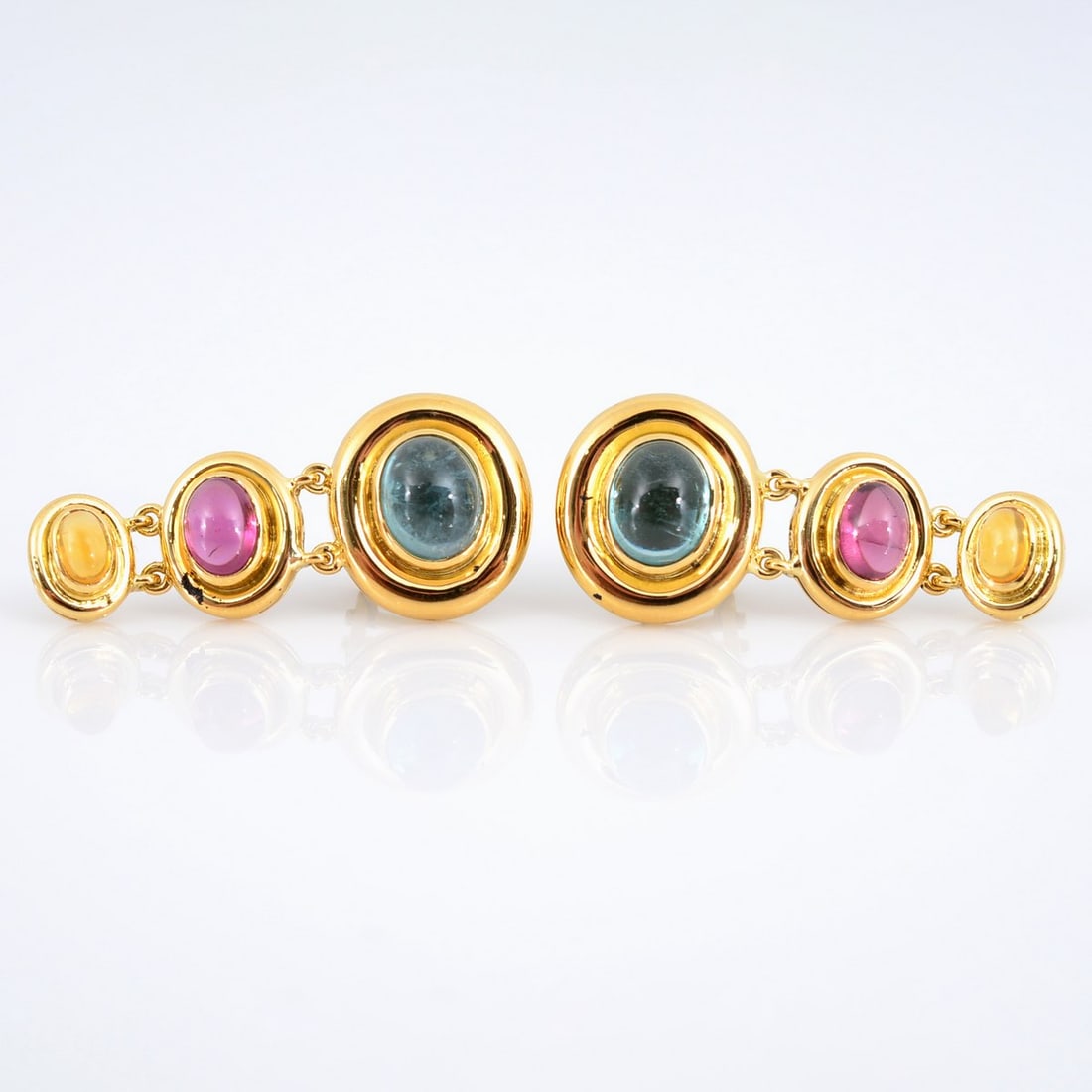 18K Gold, Tourmaline & Citrine Estate Earrings (1 of 7)