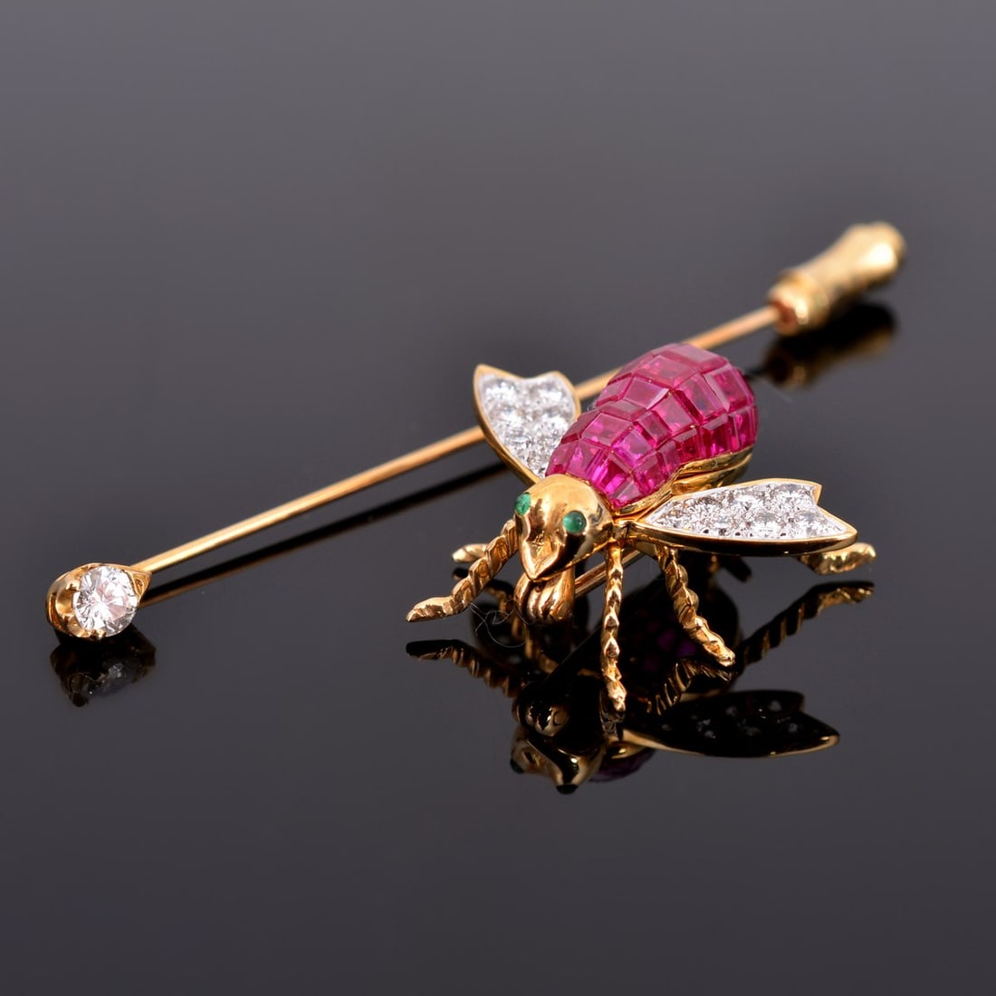2 Estate Pins: Gold, Ruby, Emerald & Diamond (1 of 9)