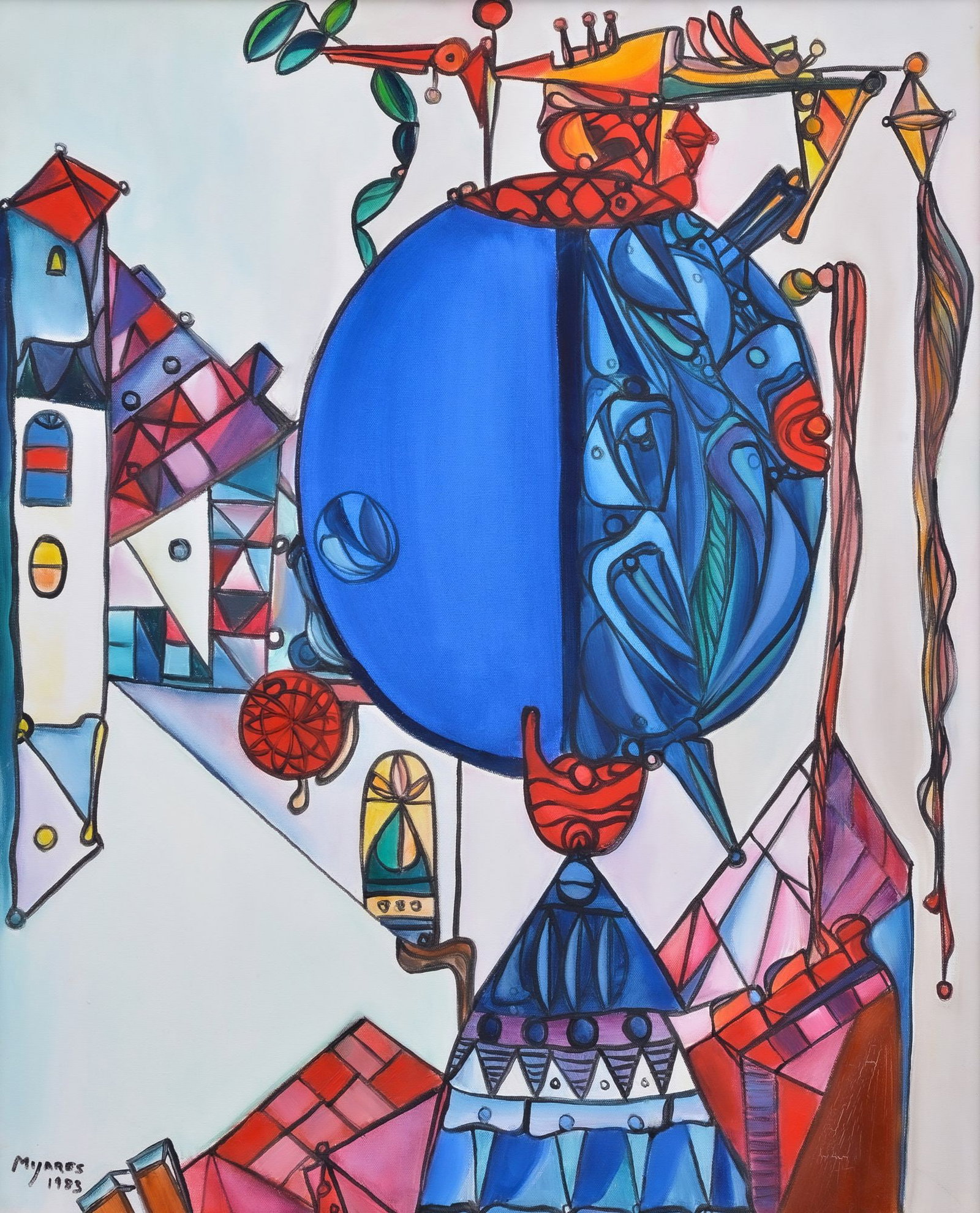 Jose Mijares Painting: Artist/Designer; Manufacturer: Jose Maria Mijares (Cuban, 1921-2004) Marking(s); notes: signed; 1983 Materials: canvas (probably oil) Dimensions (H, W, D): 29.5&quo