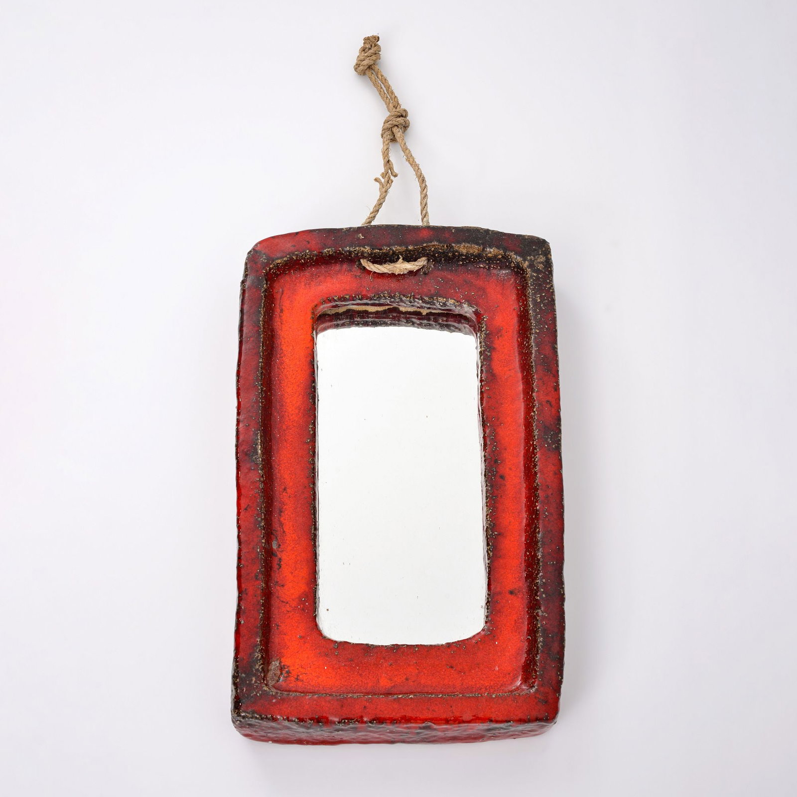 Ceramic Mirror Attributed to Juliette Derel: Artist/Designer; Manufacturer: Juliette Derel (French, 20th Century), attributedMarking(s); notes: no marking(s) apparentMaterials: glazed ceramic, mirrored glass, rope
